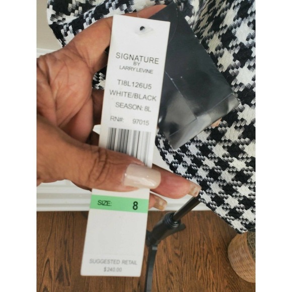 Signature By Larry levine Womens Black & White Polyester Buttons Casual Jacket - Picture 7 of 12